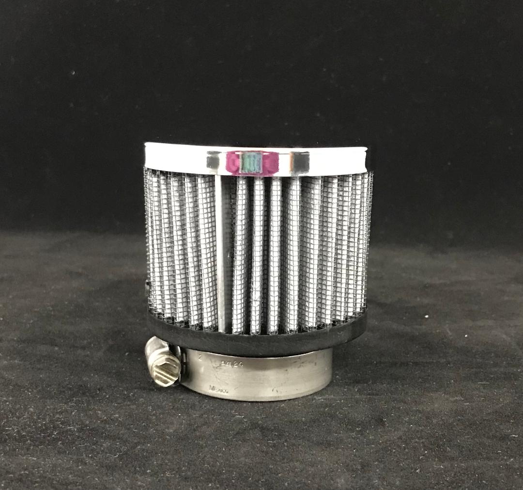 Breather, Clamp-On, Round, 1-1/2 in OD Tube, Reusable, Steel, Chrome,